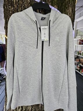 Hurley Men's Light Gray Full-Zip Hoodie Large